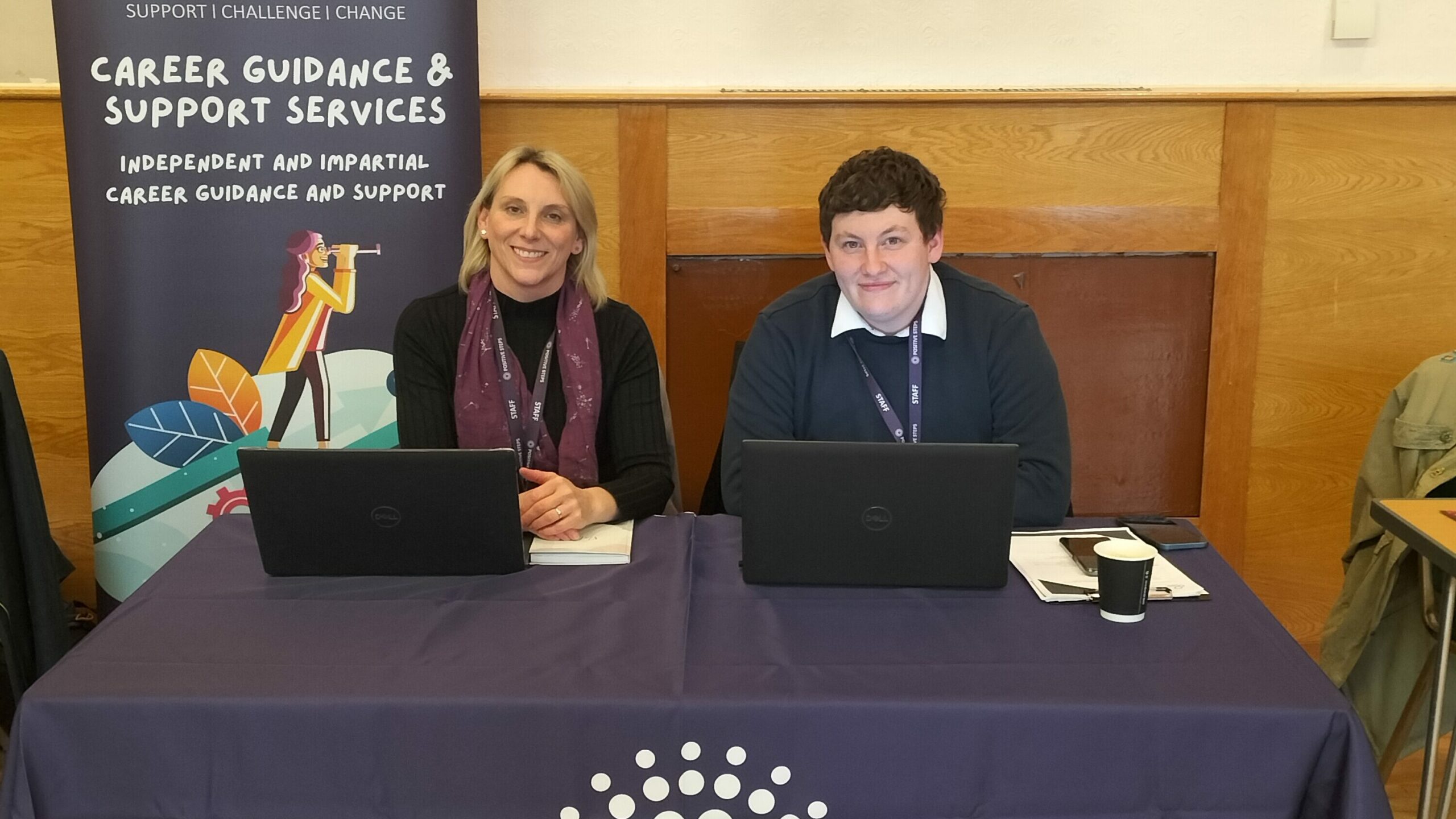 Ben and Joanna at a careers event in Tameside.